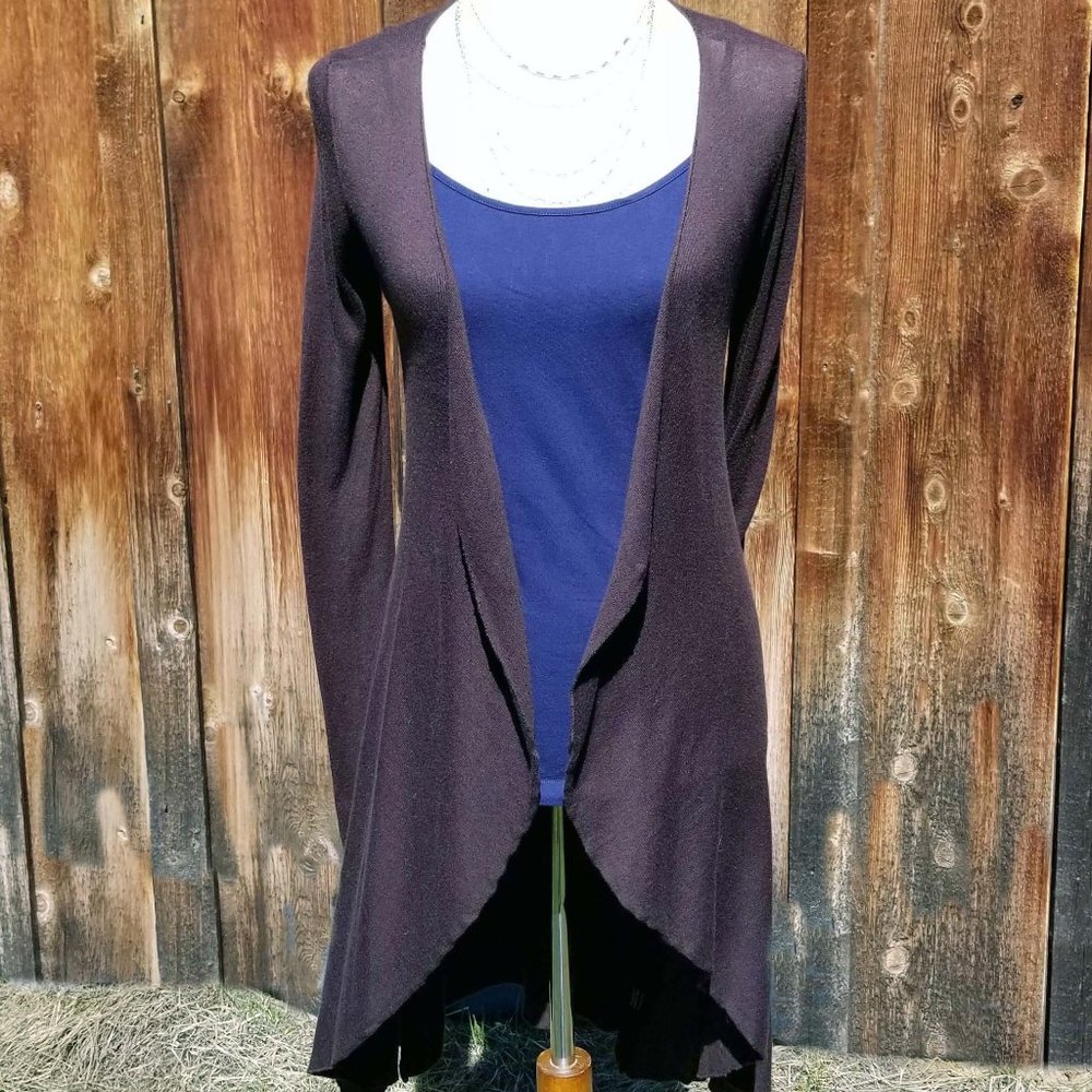 BCBGMaxAzria Bamboo Open Front Duster Brown EUC
